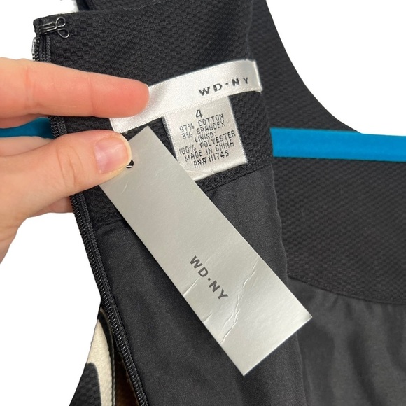 NWT WD.NY Brown Black Leaf Scroll Print Embellished Neckline Sheath Dress - Picture 2 of 15